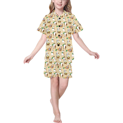 Guinea Pig Pattern Print Design 02 Kids' Boys' Girls' V-Neck Short Pajama Set