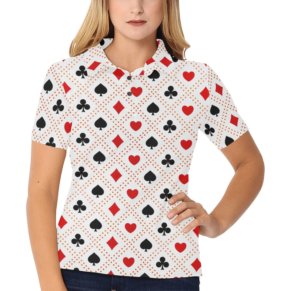 Casino Cards Suits Pattern Print Design 04 Women's All Over Print Polo Shirt