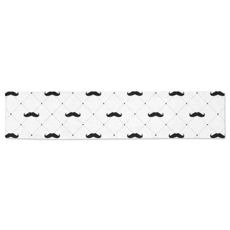 Mustache Beard Pattern Print Design 04 Table Runner