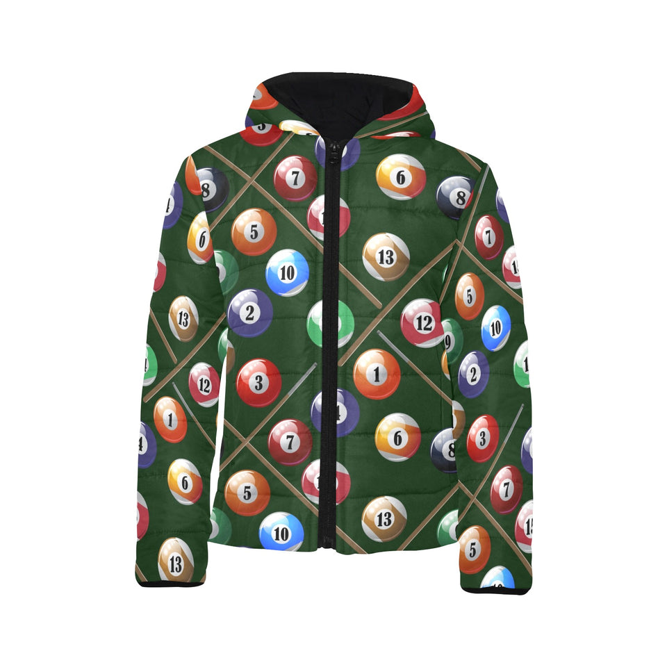 Billiard Ball Pattern Print Design 03 Kids' Boys' Girls' Padded Hooded Jacket