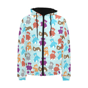 Teddy Bear Pattern Print Design 03 Men's Padded Hooded Jacket(ModelH42)