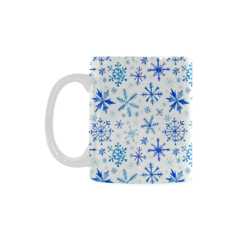 Blue Snowflake Pattern Classical White Mug (FulFilled In US)