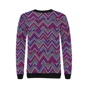 Zigzag Chevron Pokka Dot Aboriginal Pattern Women's Crew Neck Sweatshirt