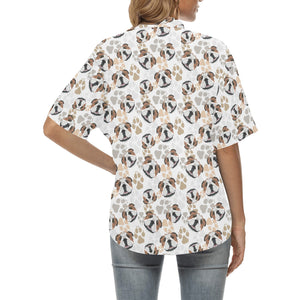 English Bulldog Pattern Print Design 01 Women's All Over Print Hawaiian Shirt