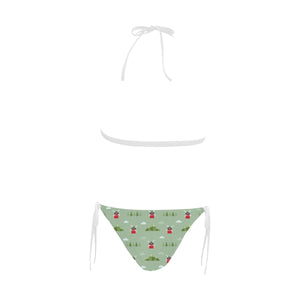 Windmill Green Pattern Sexy Bikinis Two-Pieces Swimsuits
