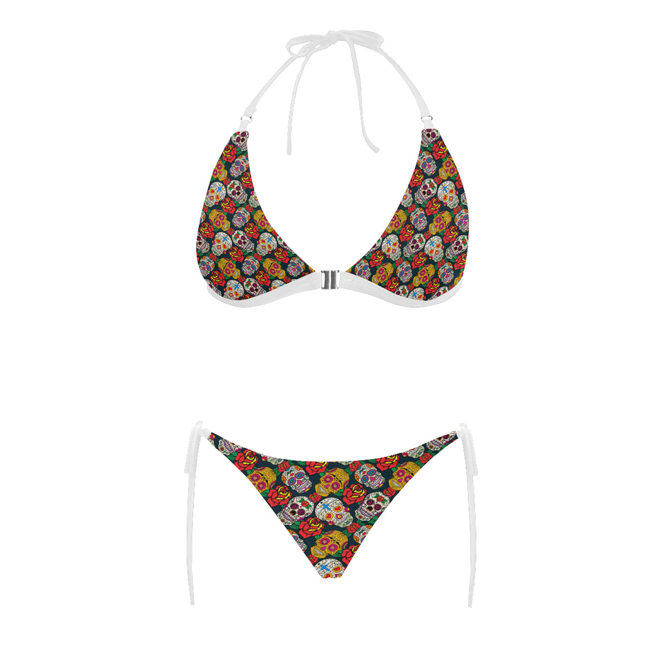 Suger Skull Pattern Background Sexy Bikinis Two-Pieces Swimsuits