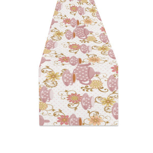 Tea pots Pattern Print Design 01 Table Runner