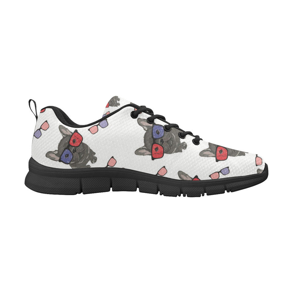 French Bulldog Sunglass Pattern Men's Sneakers Black