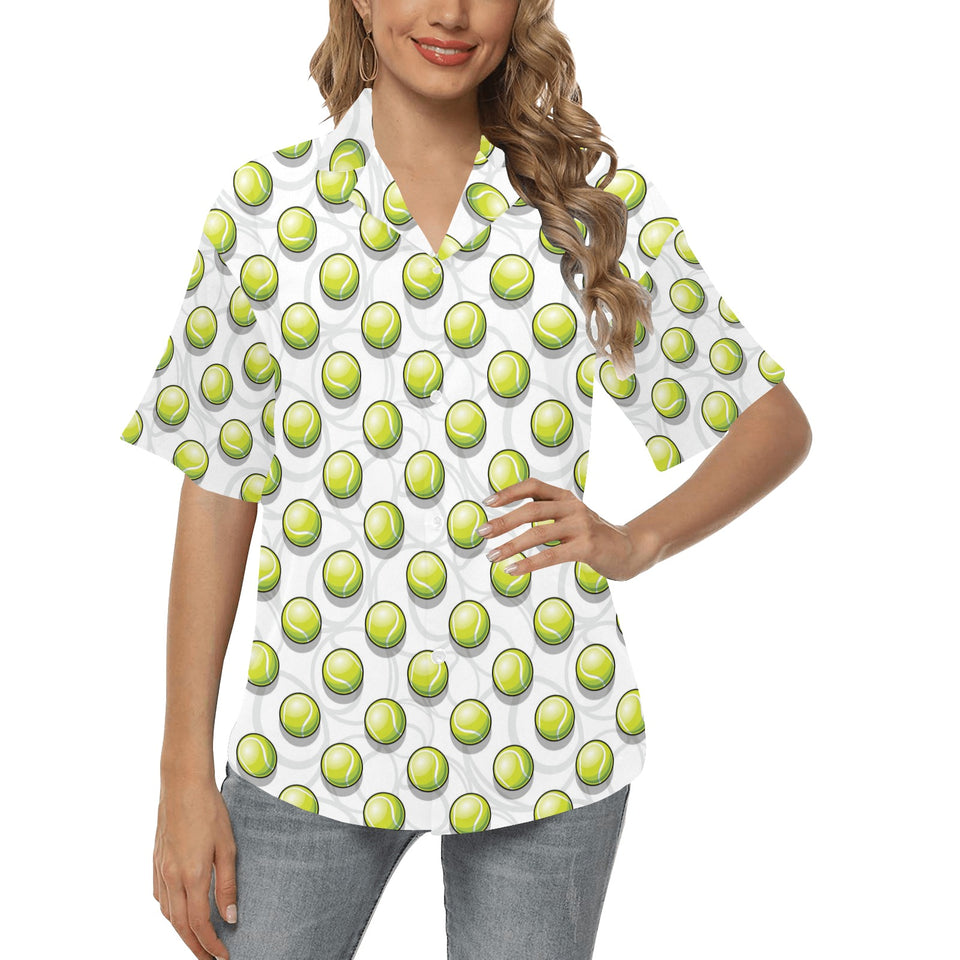 Tennis Pattern Print Design 05 Women's All Over Print Hawaiian Shirt