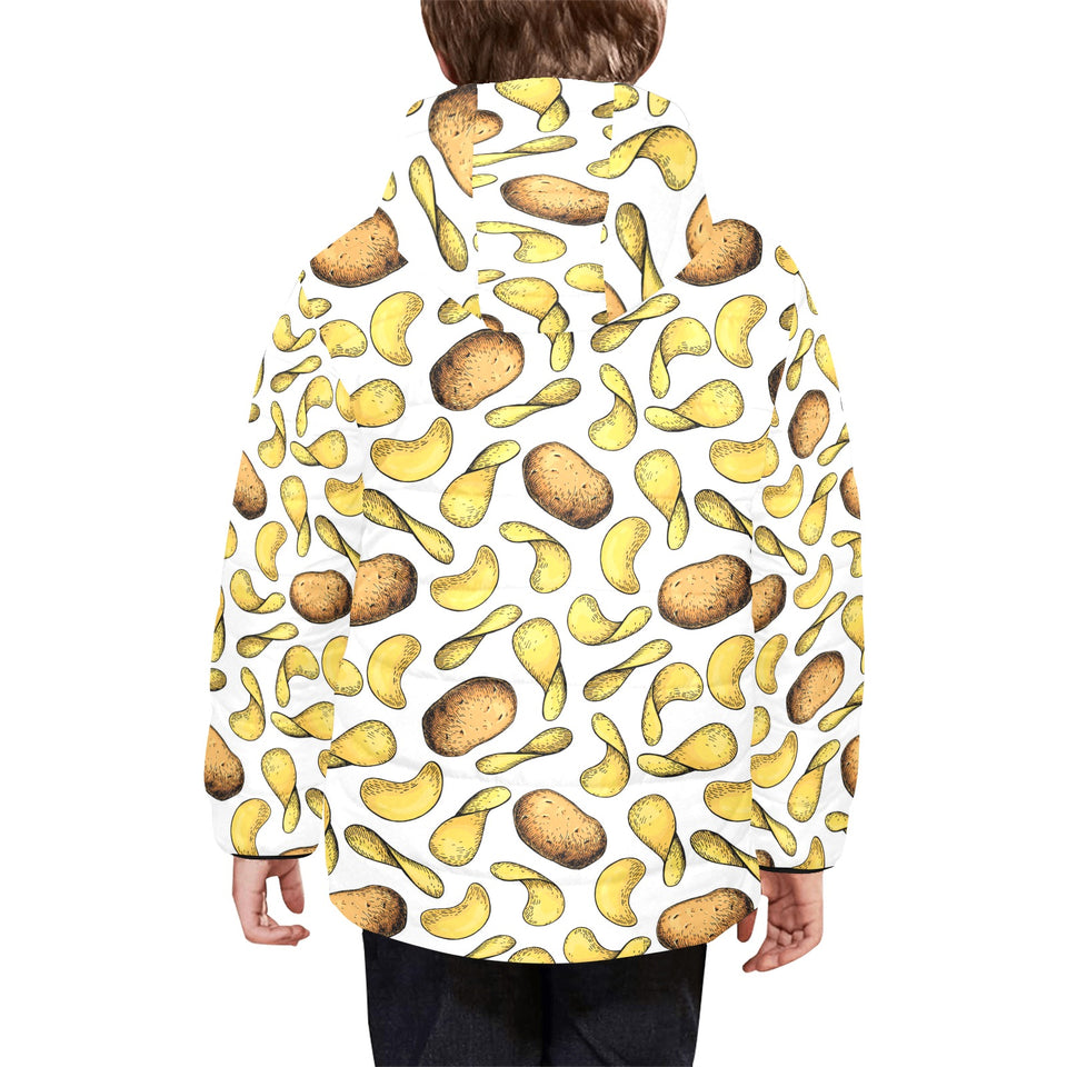 Potato Chips Pattern Print Design 01 Kids' Boys' Girls' Padded Hooded Jacket