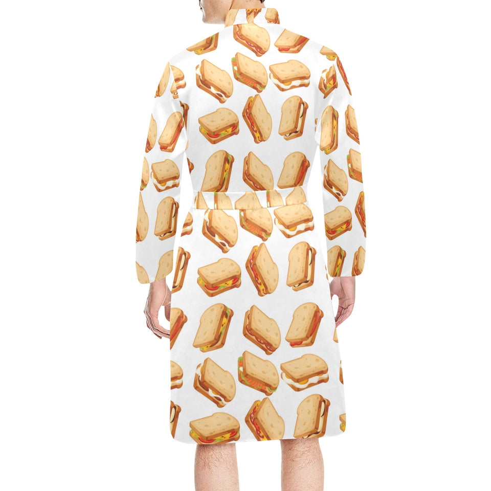 Sandwich Pattern Print Design 01 Men's Long Sleeve Belted Night Robe