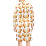 Sandwich Pattern Print Design 01 Men's Long Sleeve Belted Night Robe