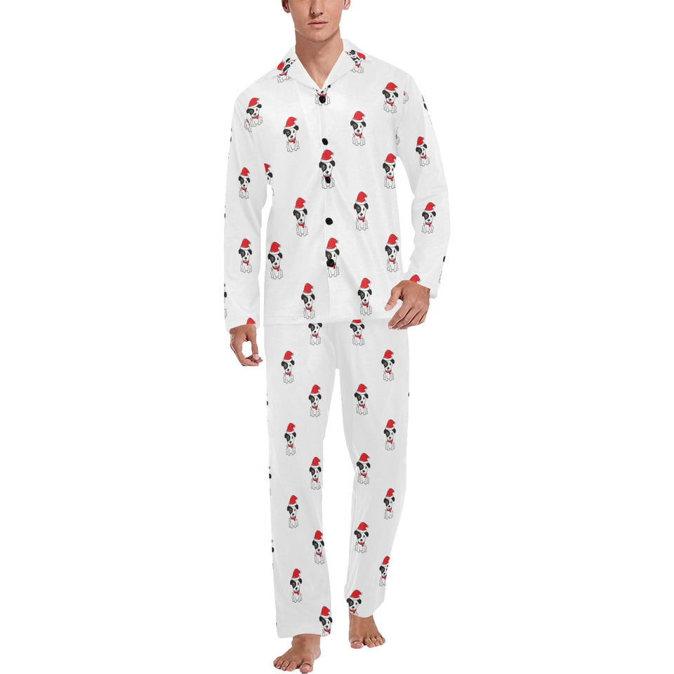 Jack Russel Pattern Print Design 01 Men's Long Pajama Set