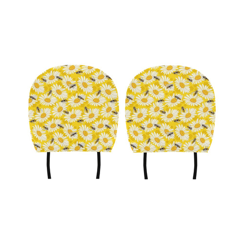 Bee Daisy Pattern Car Headrest Cover