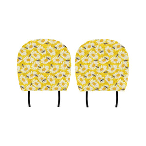 Bee Daisy Pattern Car Headrest Cover