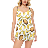 Potato Chips Pattern Print Design 01 Chest Sexy Pleated Two Piece Swim Dress