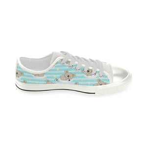 Sleep Koala Pattern Women's Low Top Canvas Shoes White