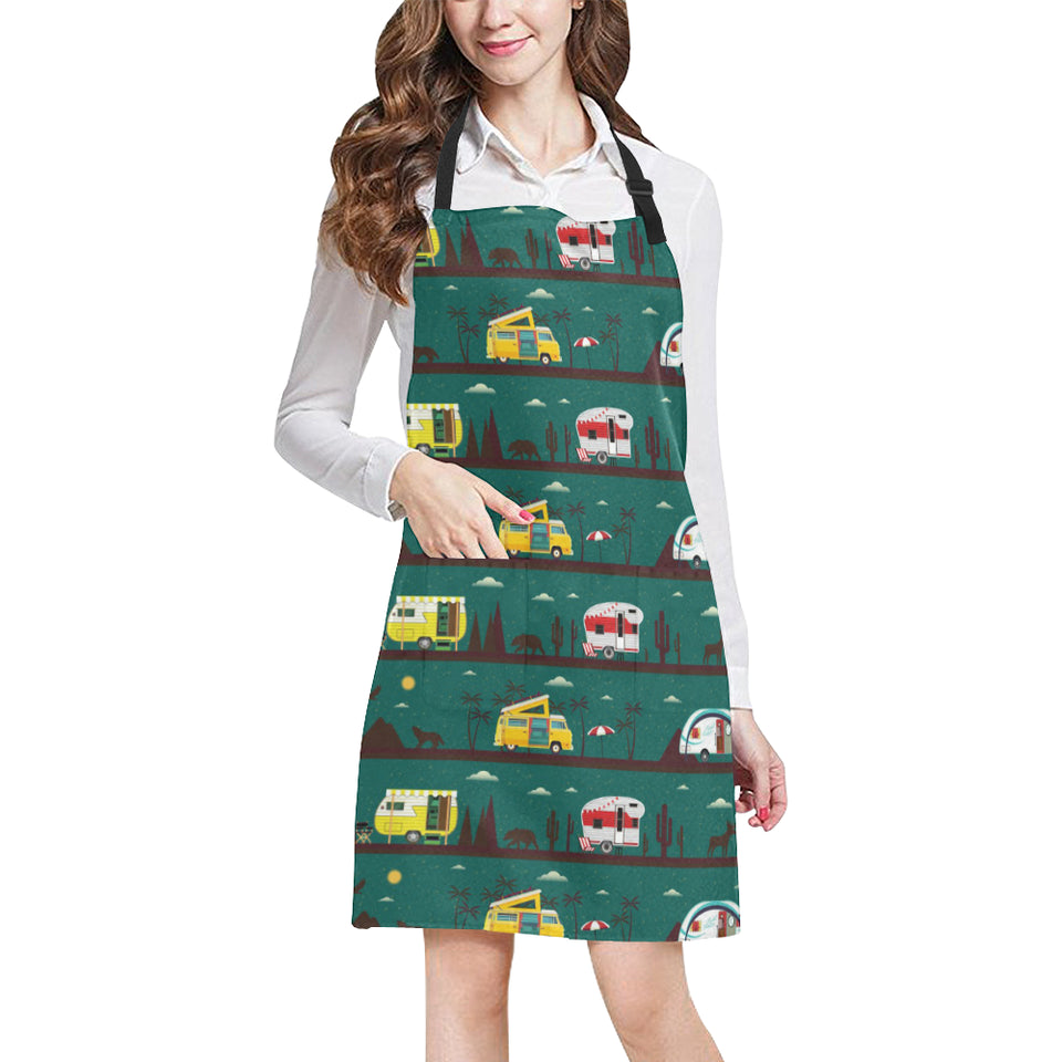 Camper Van Pattern Print Design 03 Adjustable Apron