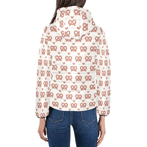 Pretzels Pattern Print Design 01 Women's Padded Hooded Jacket