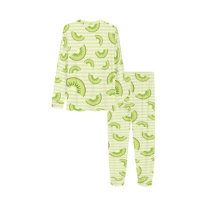 Kiwi Pattern Striped Background Kids' Boys' Girls' All Over Print Pajama Set