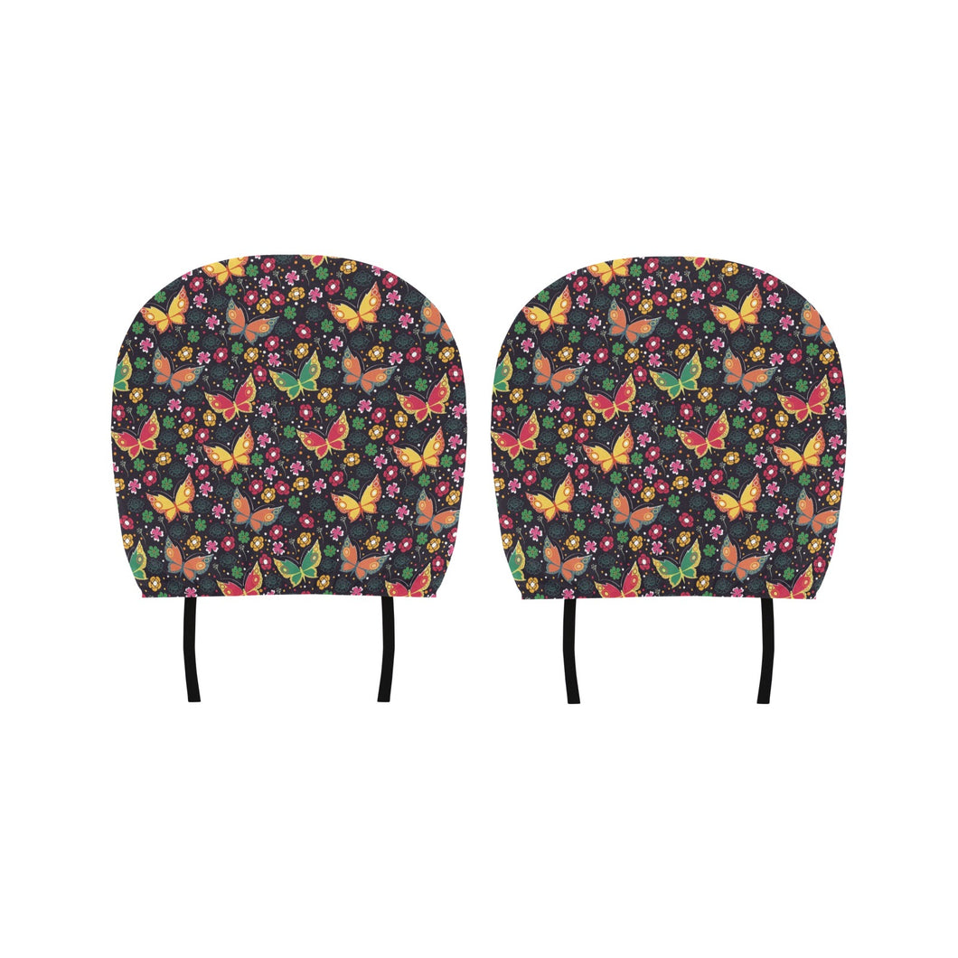 Butterfly Flower Pattern Car Headrest Cover