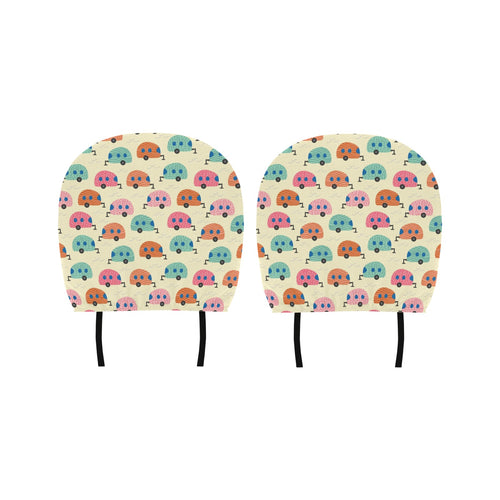 Camper Van Pattern Print Design 04 Car Headrest Cover