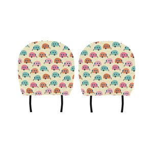 Camper Van Pattern Print Design 04 Car Headrest Cover