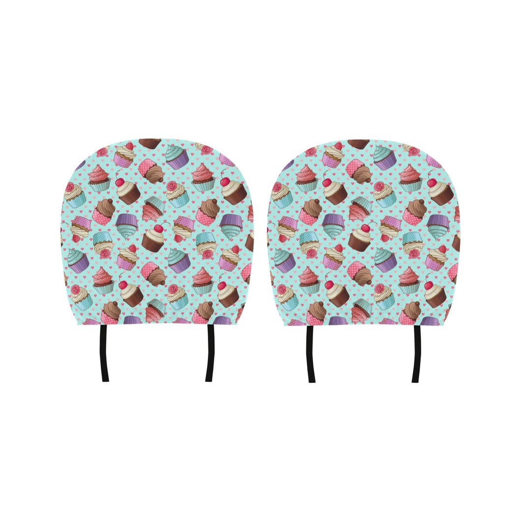 Cup Cake Heart Pattern Car Headrest Cover