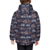 Bicycle Pattern Print Design 01 Kids' Boys' Girls' Padded Hooded Jacket