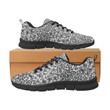 Gray Leopard Texture Pattern Men's Sneakers Black