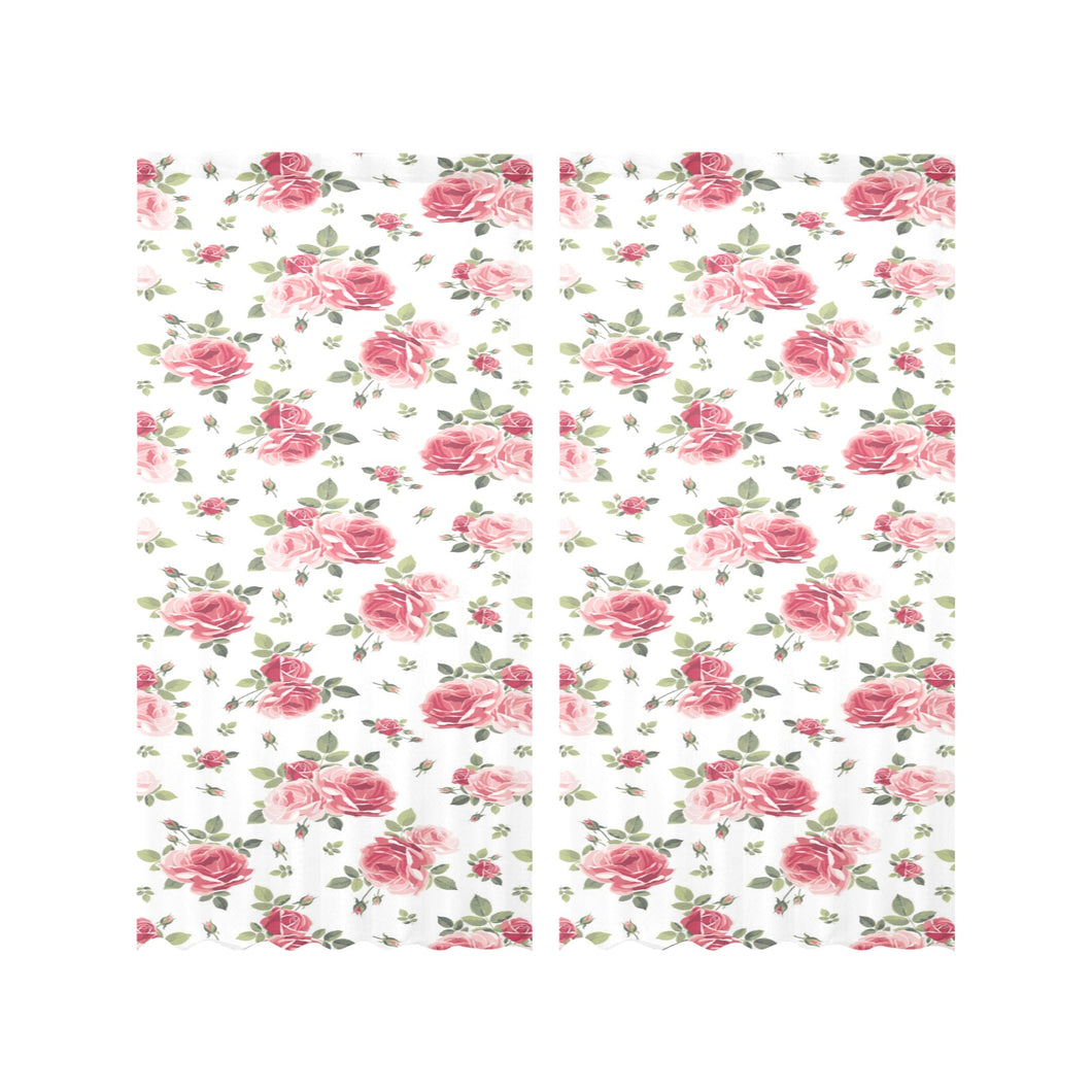 Rose Pattern Print Design 02 Gauze Curtain