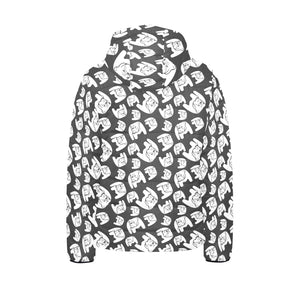 English Bulldog Pattern Print Design 02 Kids' Boys' Girls' Padded Hooded Jacket