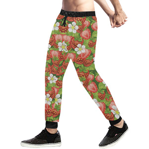 Strawberry Leaves Flower Pattern Unisex Casual Sweatpants