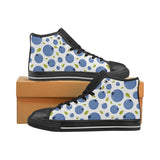 Blueberry Pattern Men's High Top Canvas Shoes Black