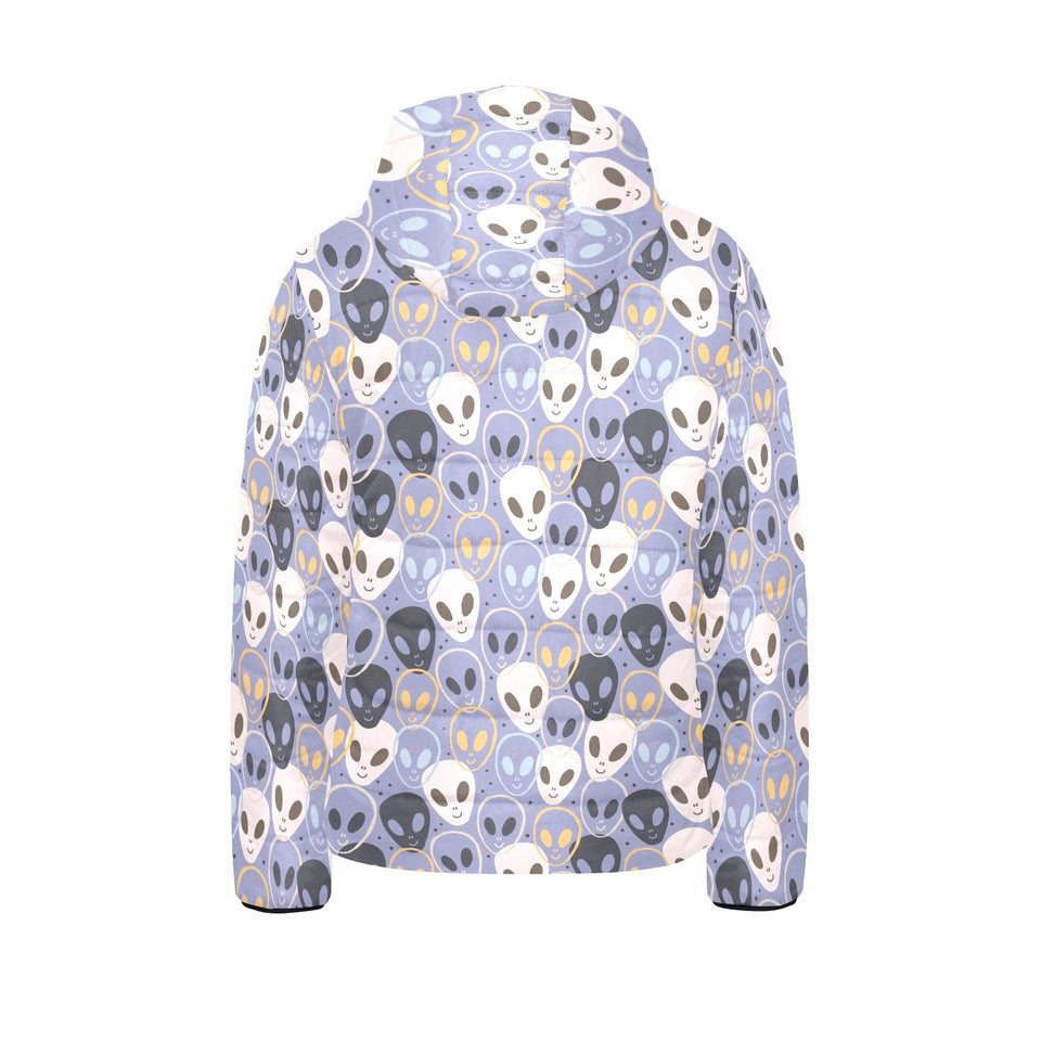 Alien Pattern Print Design 05 Kids' Boys' Girls' Padded Hooded Jacket