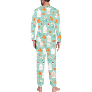 Windmill Pattern Theme Men's All Over Print Pajama