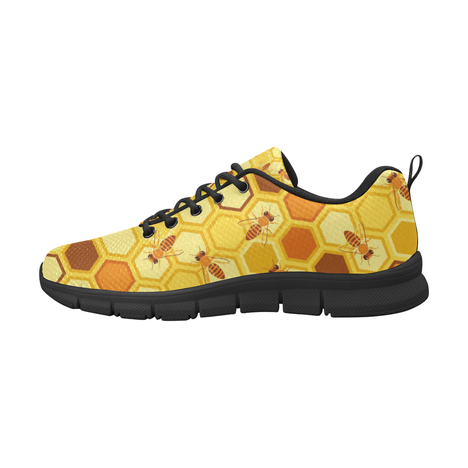 Bee and Honeycomb Pattern Men's Sneakers Black