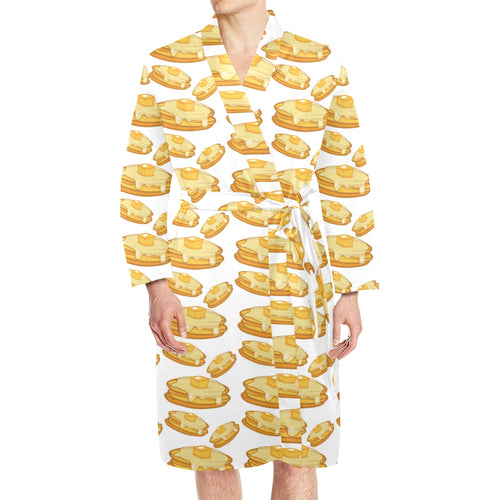 Pancake Pattern Print Design 05 Men's Long Sleeve Belted Night Robe