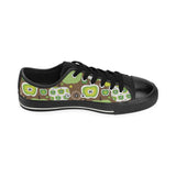 Green Apple Pattern Kids' Boys' Girls' Low Top Canvas Shoes Black