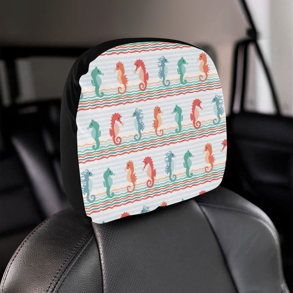 Seahorse Pattern Theme Car Headrest Cover