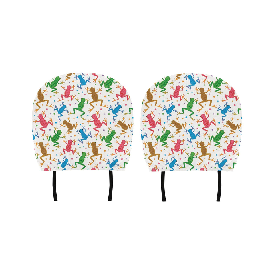 Colorful Frog Pattern Car Headrest Cover