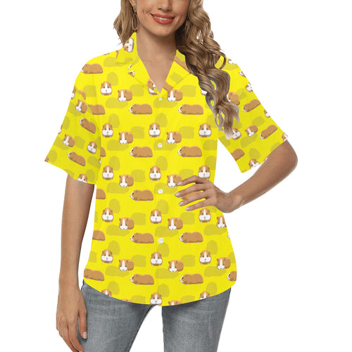 Guinea Pig Pattern Print Design 04 Women's All Over Print Hawaiian Shirt