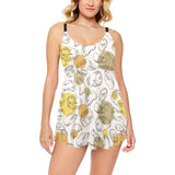 Potato Chips Pattern Print Design 02 Chest Sexy Pleated Two Piece Swim Dress