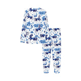 Horse Flower Blue Theme Pattern Kids' Boys' Girls' All Over Print Pajama Set