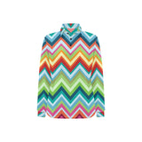 Rainbow Zigzag Chavron Pattern Women's Long Sleeve Polo Shirt