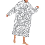 Gear Pattern Print Design 05 Blanket Robe with Sleeves