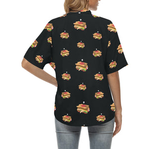 Sandwich Pattern Print Design 03 Women's All Over Print Hawaiian Shirt