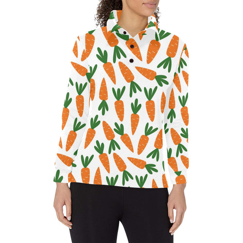 Carrot Pattern Print Design 05 Women's Long Sleeve Polo Shirt