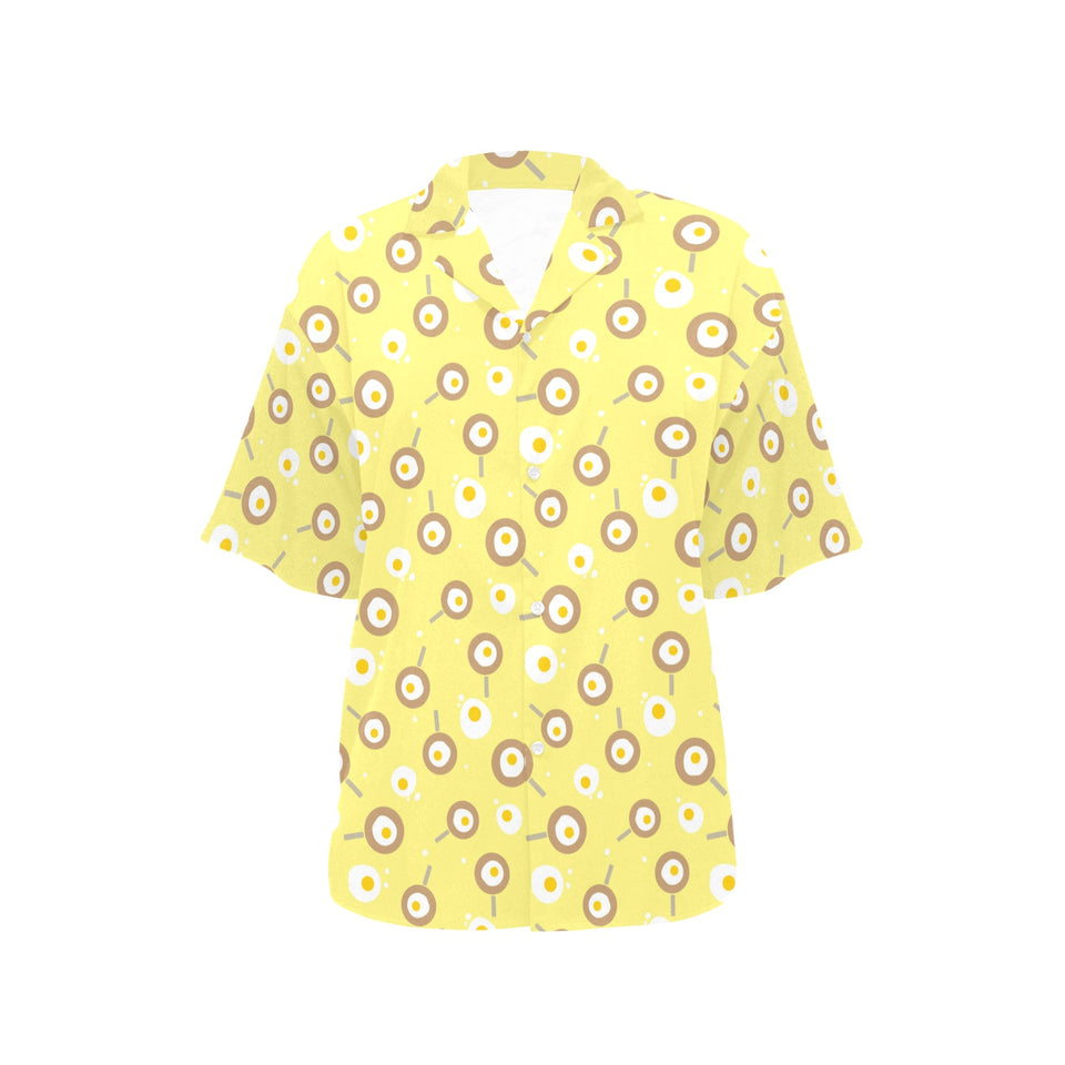 Fried Eggs Pattern Print Design 03 Women's All Over Print Hawaiian Shirt