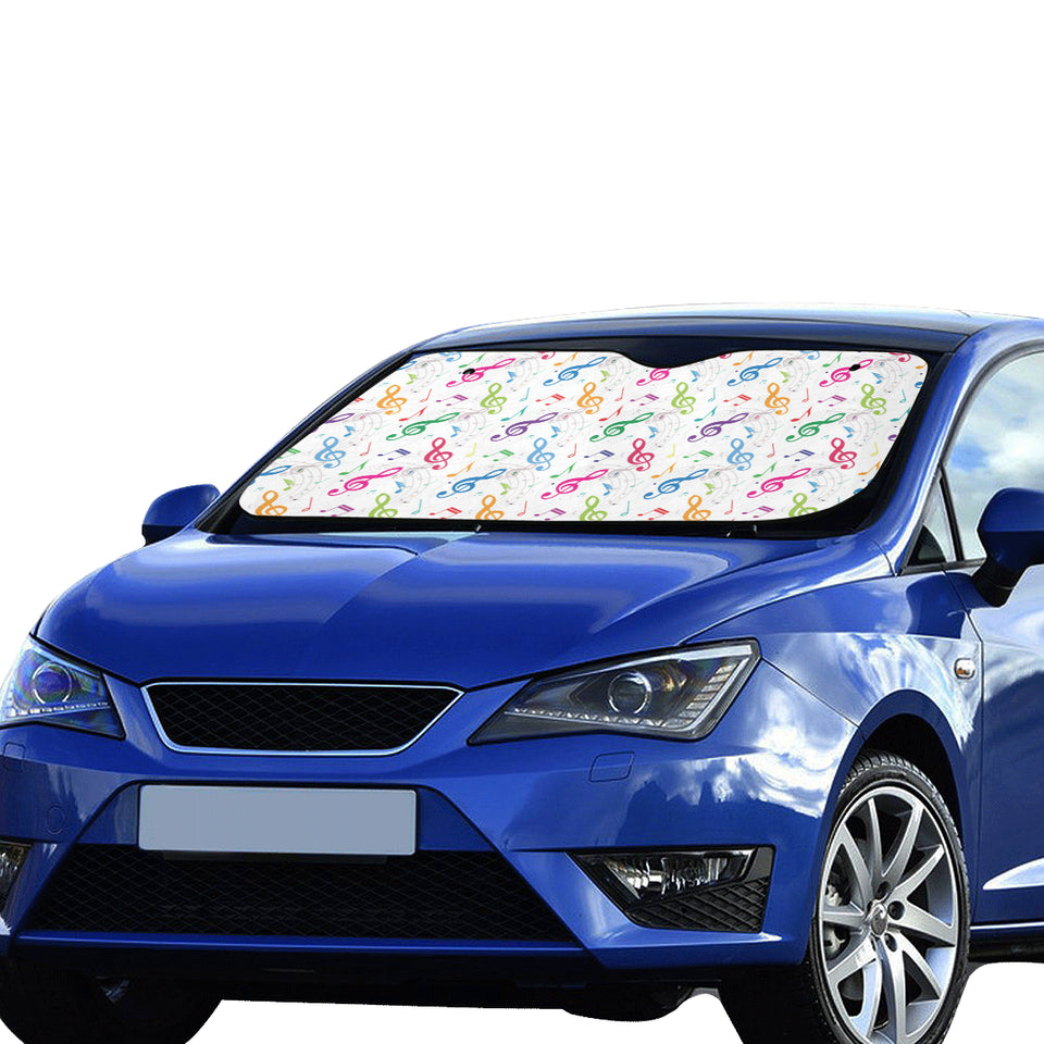 Music Notes Pattern Print Design 02 Car Sun Shade